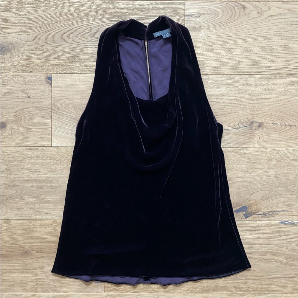 Vince Velour Cowl Halter Top